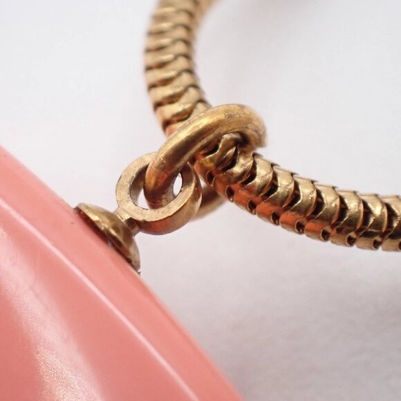 CHANEL CC Logo Snake Chain Pendant Necklace 03P Gold Pink GHW France - Picture 12 of 13